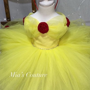 Princess Belle Disney’s Beauty & The Beast Inspired A Tale As Old As Time Red Flower Rhinestone Embedded High Low Halloween Costume