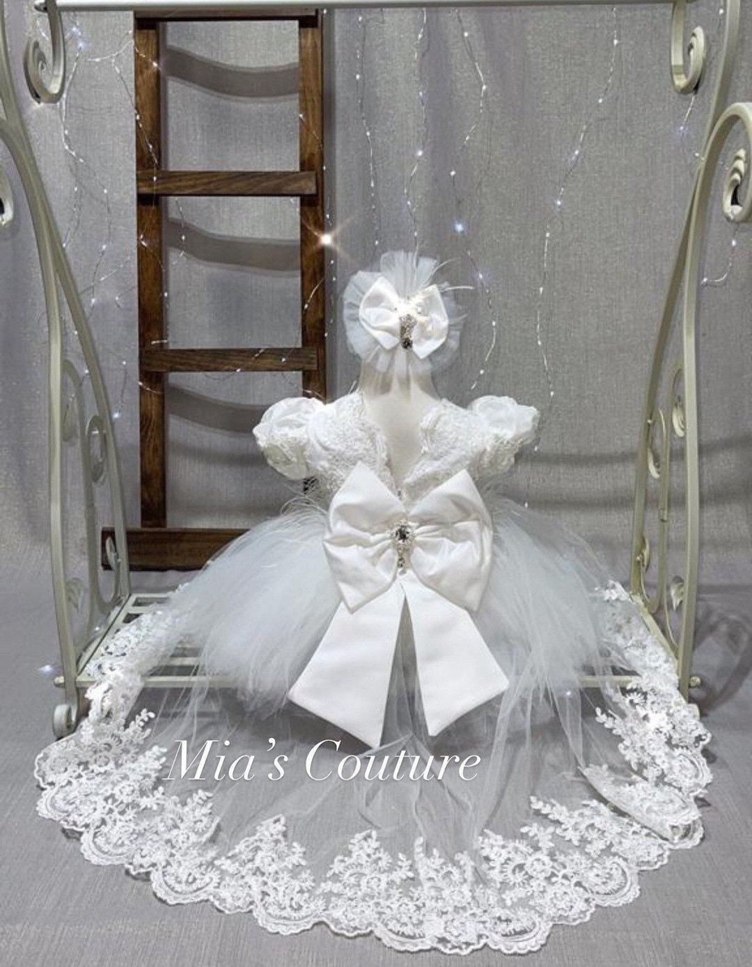 Christening Dress for Baby Girl, Baby Baptism Dress, Long Baptism Gown