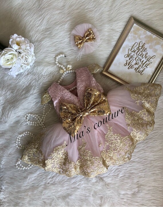 gold sequin bow dress Elinda