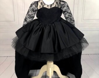 Black Girl dress Black Birthday Outfit, Little Black Tutu Dress , Black Baby Gown , Black Puffy Dress, Black Baby Girl Costume HandmadeYou