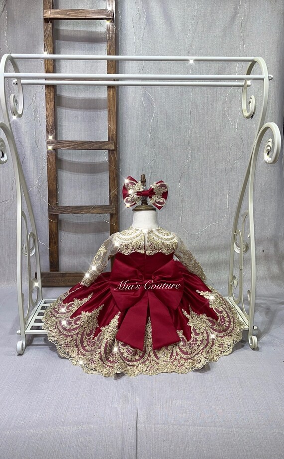 Red and Gold Girl Dress, Red Dress Toddler, Valentines Dress Toddler, First Birthday Dress Red, High Low Dress Toddler, Princess Dress Red
