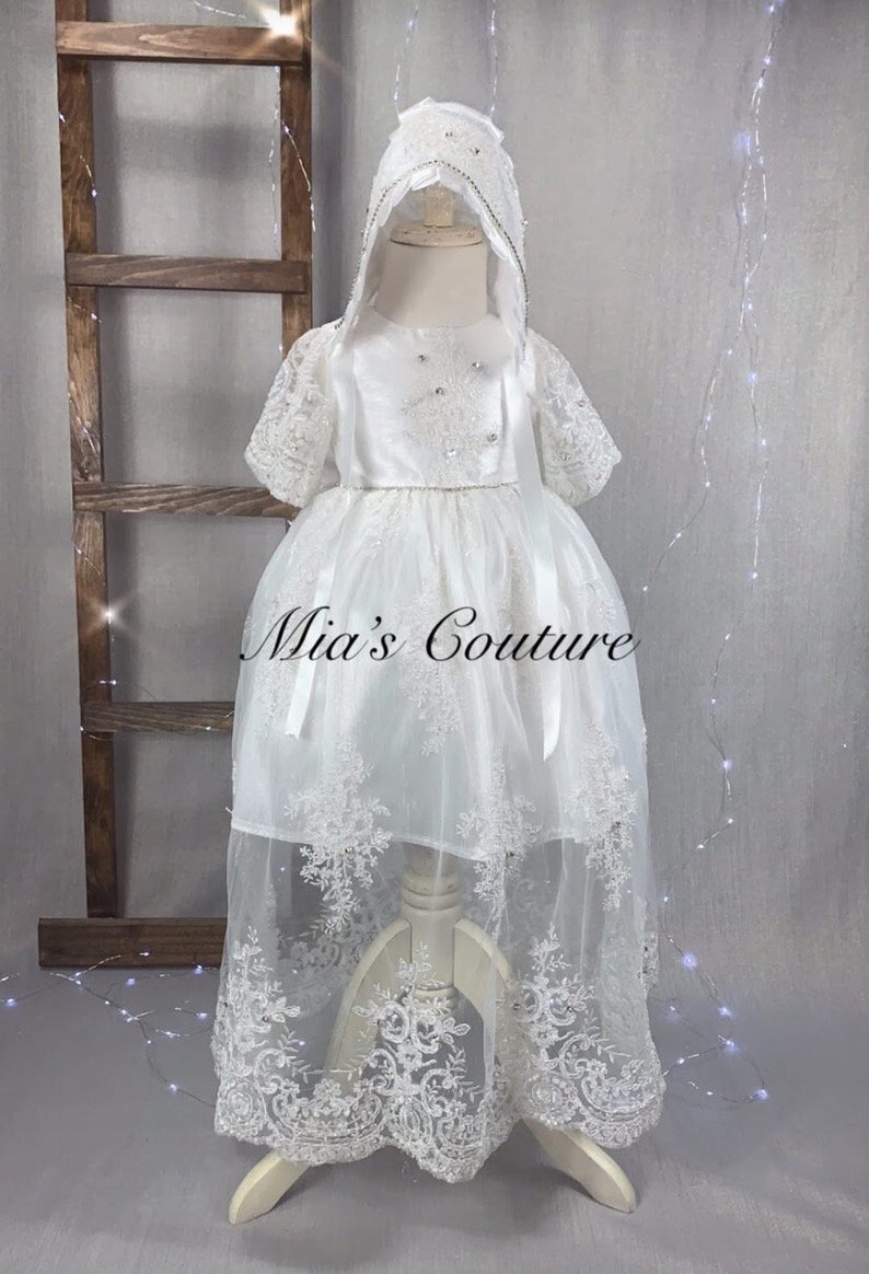 Taufkleid für Baby Mädchen, Baby Taufkleid, langes Taufkleid, langes Taufkleid für Baby Mädchen, Baby Mädchenkleid weiß Bild 1