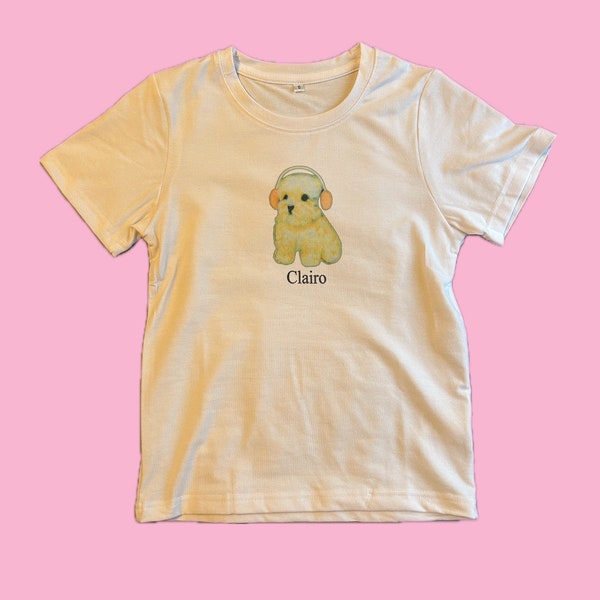 Clairo dog baby tee | Sling | Immunity | Clairo Dog Hoodie Merch | indie band tee | crop top | fan merch | tour shirt | Pretty Girl | Bags