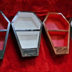 Gothic Coffin Shelf with LED Lights: Spooky Halloween Decor