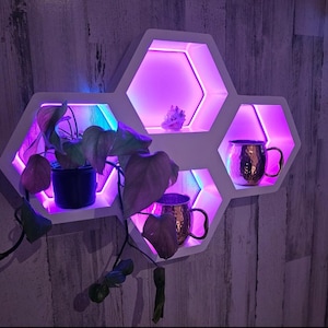 Fantasy Gaming Room LED Wall Decom Sign, Game Room Man Cave Decor, Multi Colors Night Light Atmosphere Sign, Quarturro Design, Hexagon Light