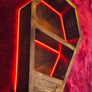Gothic Coffin Shelf with LED Lights: Spooky Decor