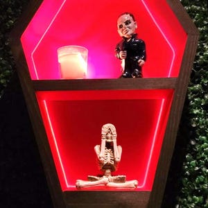 LED Coffin Shelf: Handcrafted Spooky Decor - Witchy Room Accent