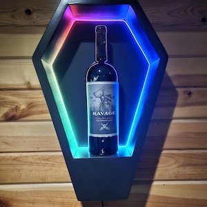 RGB LED Coffin Shelf: Handmade Gothic Wall Decor