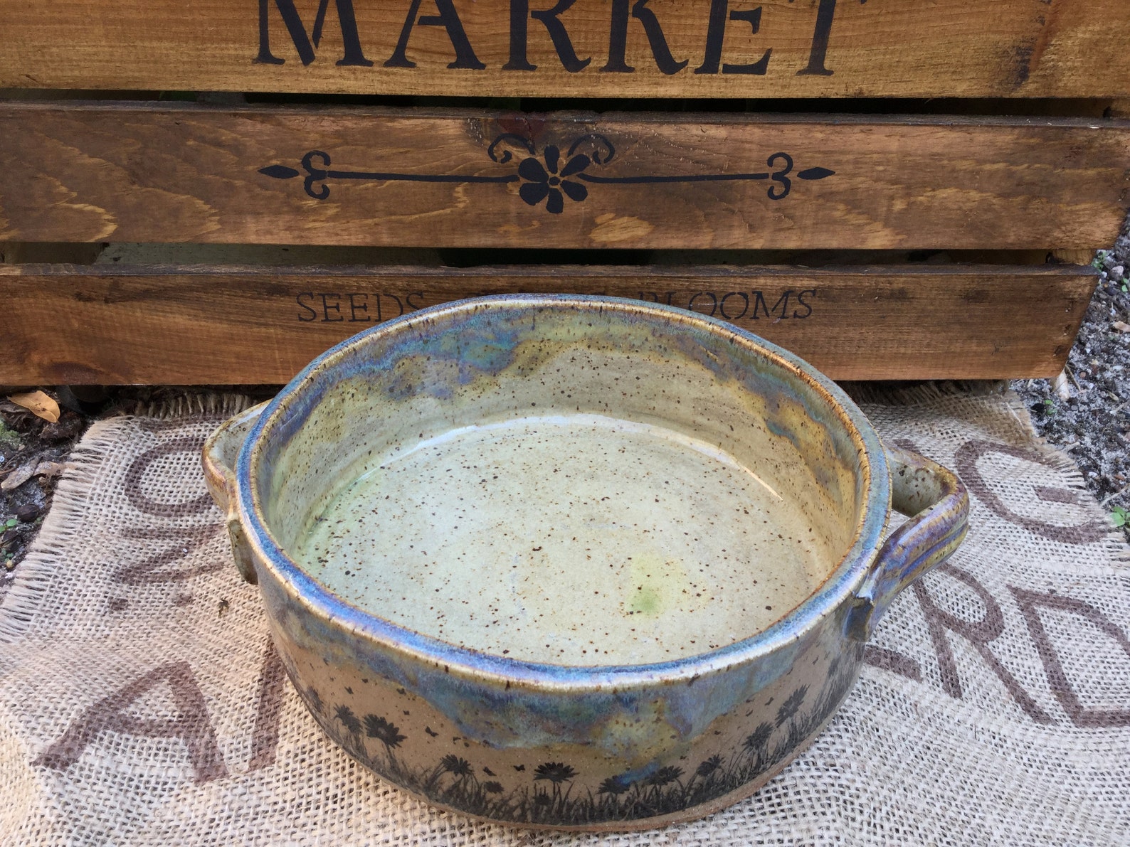 Handmade Stoneware Round Casserole Dish Etsy