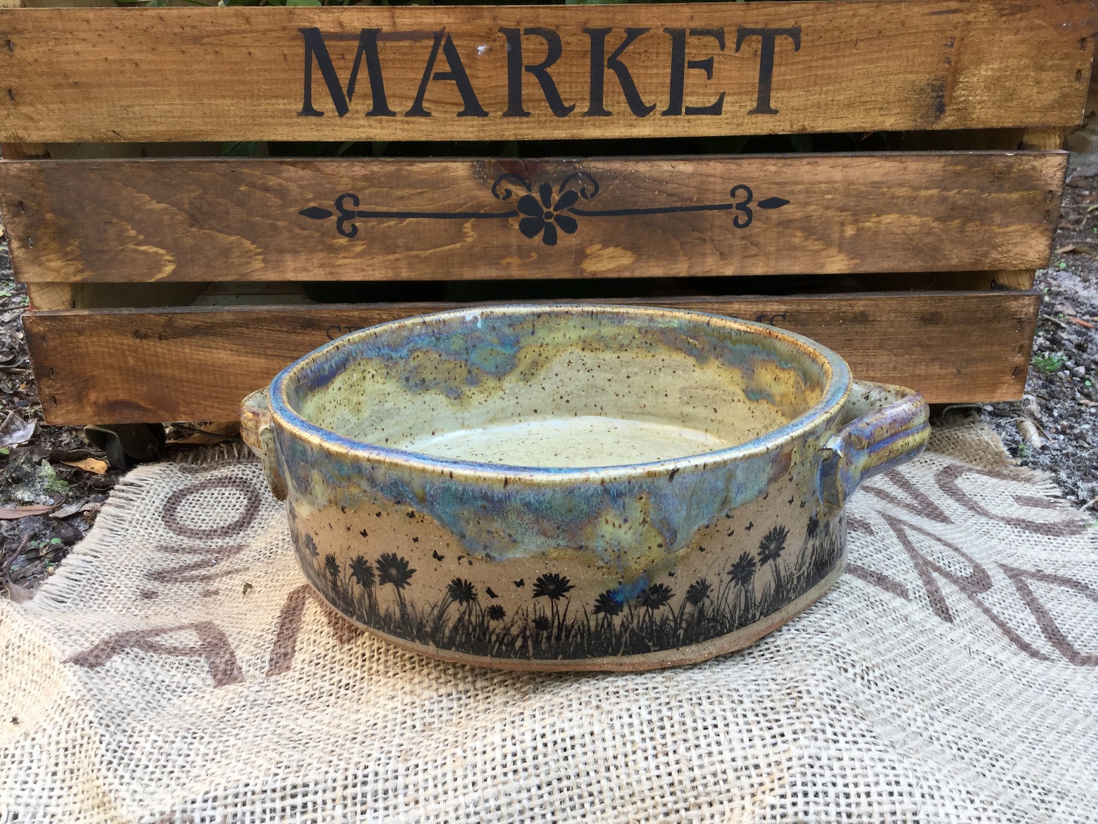 Handmade Stoneware Round Casserole Dish Etsy