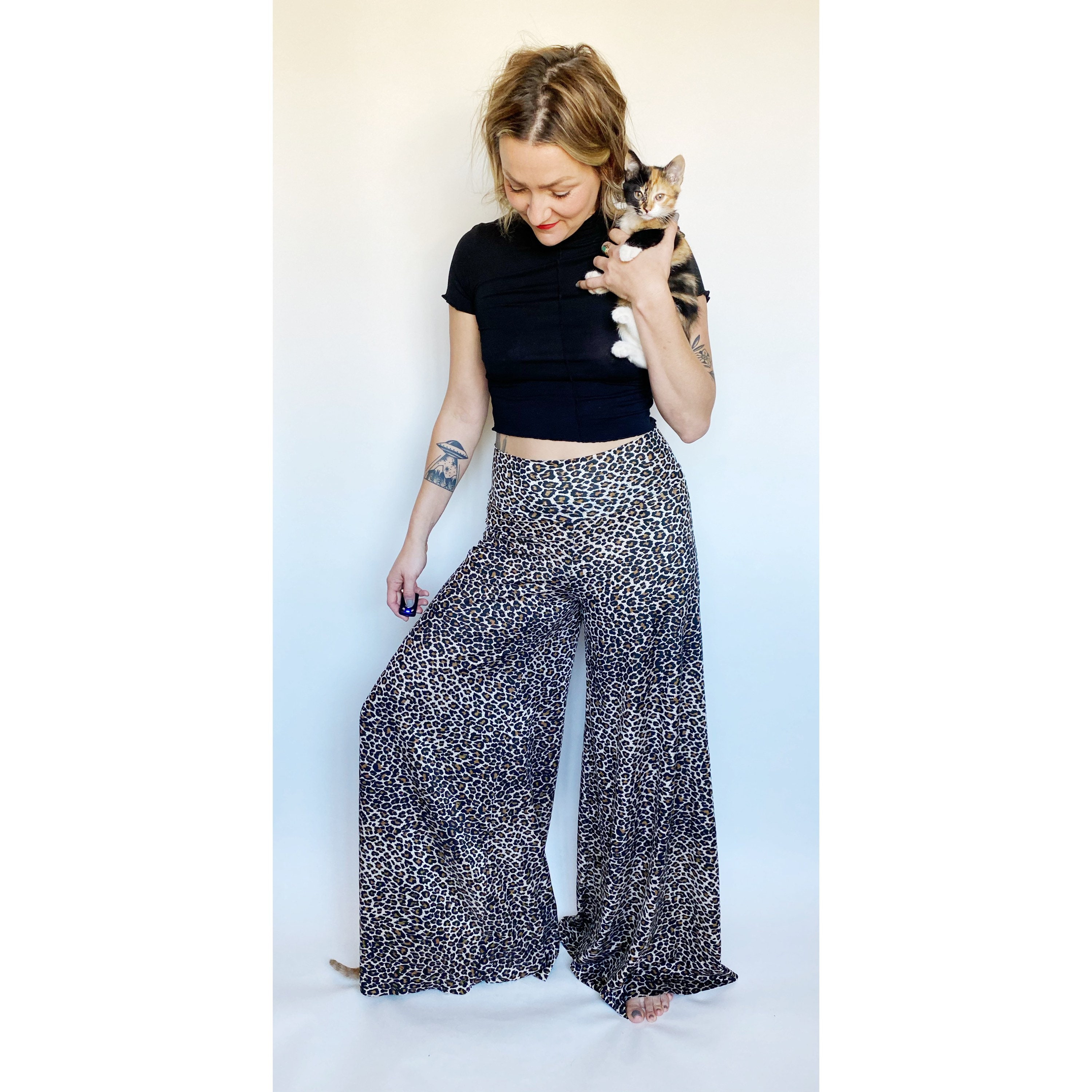 High waist leopard flare pants flared pants leopard pants Etsy