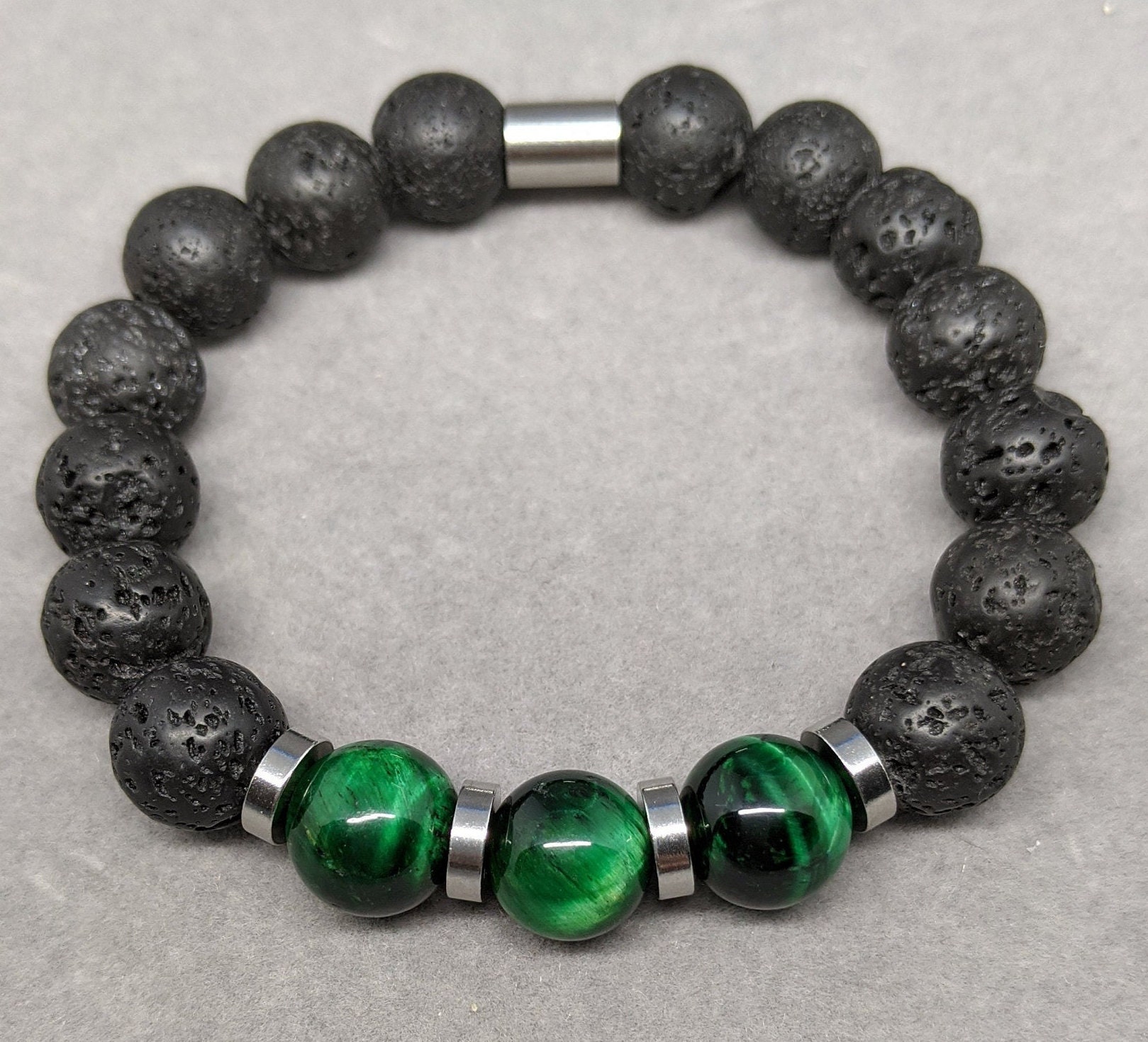 Green Tiger Eye Men's / Women's Custom Luxury Gemstone 10mm Bead ...