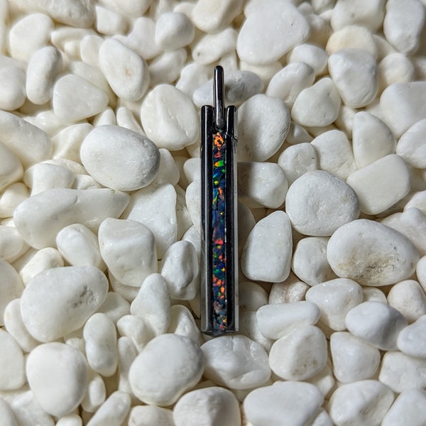 Tungsten Fire Opal Inlay Pendant - Glow in the Dark - Custom options available!
