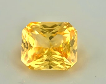 VERKAUFT 2.51Karat Natürlicher Unbehandelter Gelber Saphir Edelstein: Strahlender Schliff Brillianter Glanz Vivid Gelb Lupe Sauber