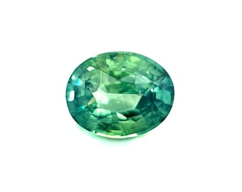 SOLD 2.54 Carat Bi-Color Sapphire: Green & Yellow Oval Gemstone, Loupe Clean