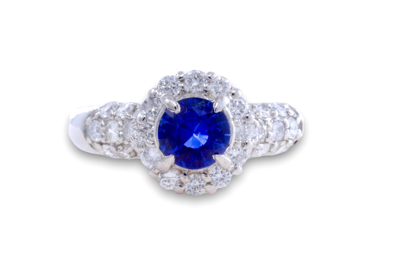 Royal Blue Sapphire High Quality Platinum Ring With Diamonds / Engagement Ring/ Platinum Ring