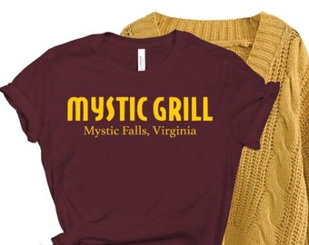 MYSTIC GRILL Femmes T-shirt vampire SIGNE Restaurant Diaries The Falls Logo