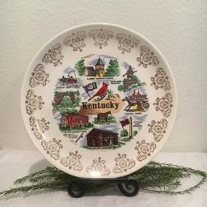 Kentucky souvenir plate - blue grass state - Daniel Boone - Man of War - Louisville Slugger - Lincoln&#39;s birthplace - My Old Kentucky Home