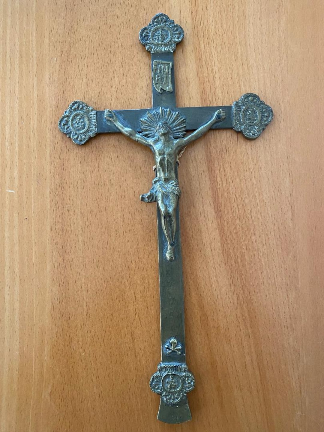 十字架 十字架 - クロス - 壁掛け - 宗教美術 - ヴィンテージ十字架 - 真鍮製
