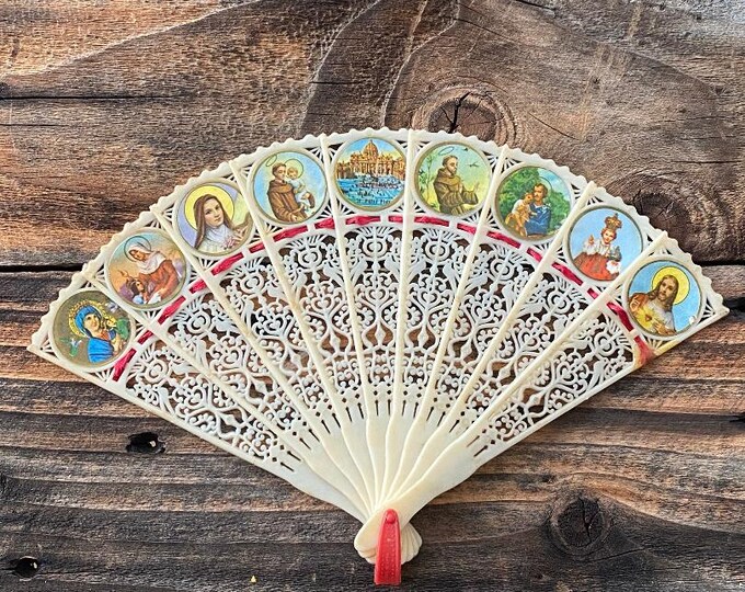 Religious Hand Held Fan - Italian Hand Fan - Jesus - Mary - St. Peters ...