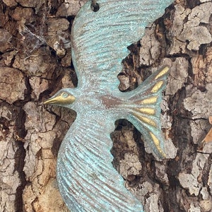 Sand cast bell - cast sea bird bell - bells of Soleri - bronze wind bell - handcrafted bell - artisan bell - patio decor - beach house patio