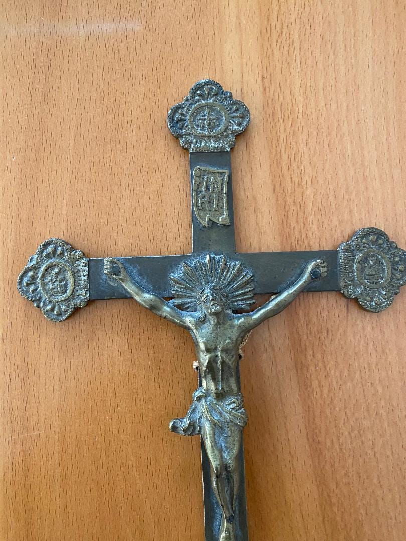 十字架 - クロス - 壁掛け - 宗教美術 - ヴィンテージ十字架 - 真鍮製