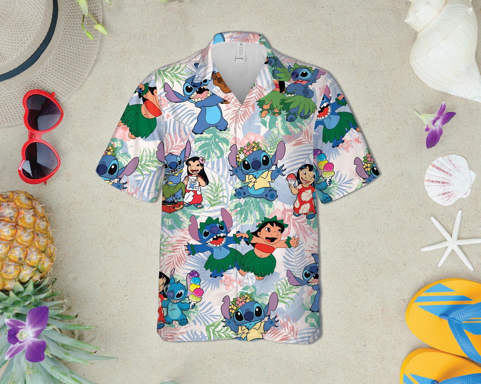 Stitch & Lilo Tropical Hawaiian Shirt Stitch Ahola Short | Etsy