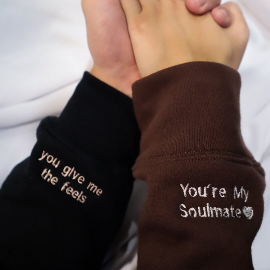 Personalised Sleeve Design Custom Embroidery Couple Hoodie - Etsy