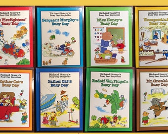 Richard Scarry Books, Set of 8, Vintage 1997, Brand New Condition, Busy Day Storybooks, Children's Books, Collector, Kids Gift