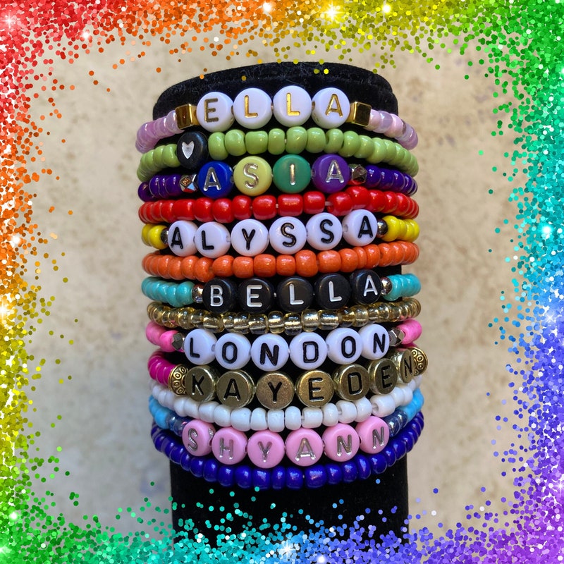 Name Bead Bracelet - Etsy