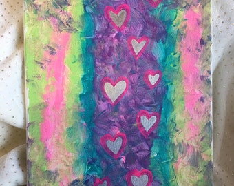 Friend Child Gift 6x8 Wrapped Canvas Acrylic Painting Glitter Finish Think Big Tie Dye Swirl Art Dream Big