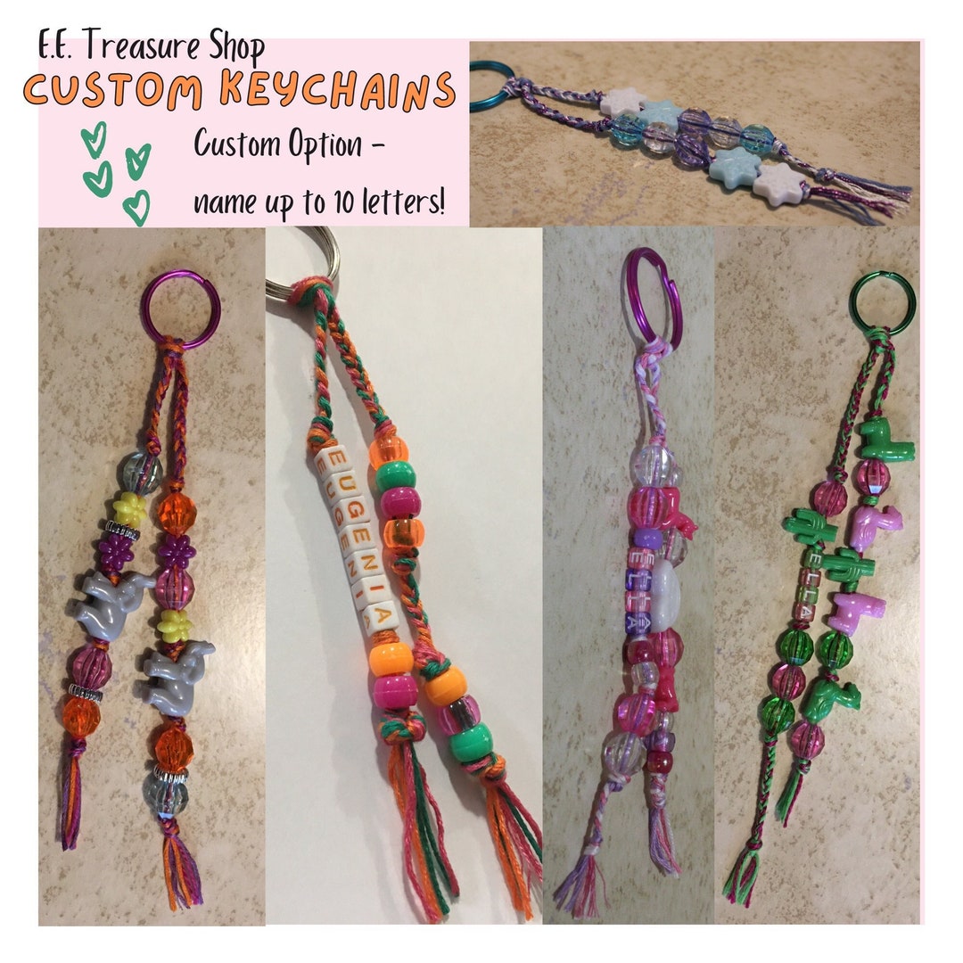 Thread Name Keychain Custom Beaded Keychain, Personalized Name, Braided Thread - Etsy