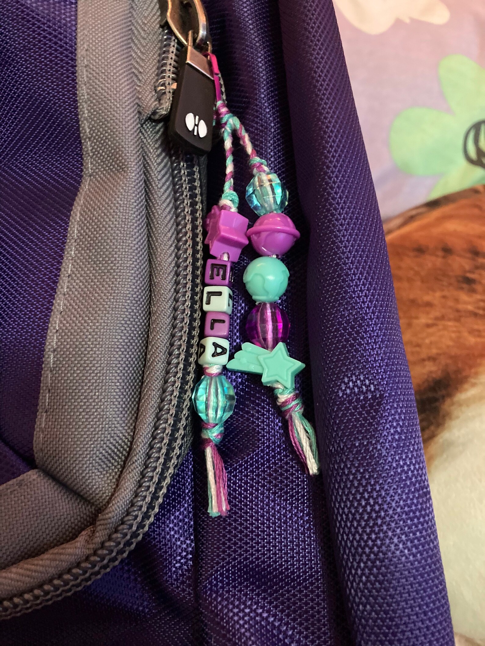 Custom Name Backpack Charm Thread & Bead Braided Zipper Etsy