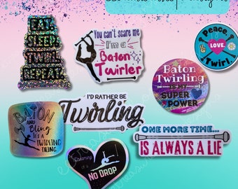 Baton Twirler 8 Sticker Bundle, Waterproof Vinyl, Water Bottle, Laptop, Phone, Competition Gift for Twirler, Birthday Gift for Baton Twirler