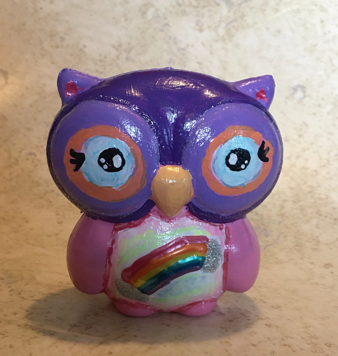 Redesigned Rainbow Owl Handpainted Squishy Slow Rising Etsy