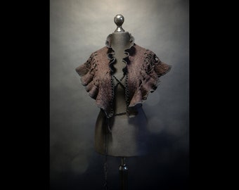 Felt cape, shoulder cape, wool cape, gothic cape, darkstyle cape,