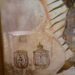 40 x 28. Virgen Maria de Guadalupe en el ayate de Juan Diego. Litografia Certificada por el Cardenal Arzobispo Primado de Mexico. Our Lady image 6