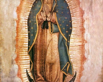 Our Lady Mary of Guadalupe Lithography Original Image from El Ayate of Juan Diego. Mexico City 28" x 40".