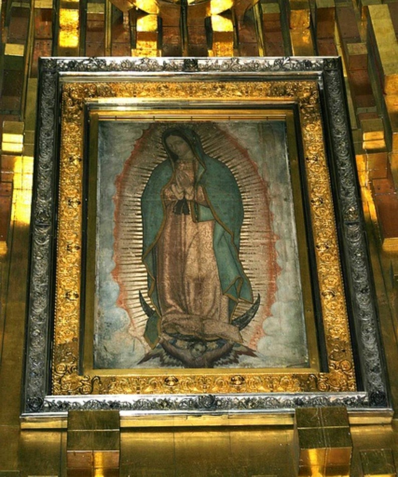 20 by 28 Litografia Virgen Maria de Guadalupe en el ayate de Juan Diego Certificada por el Cardenal Arzobispo Primado de Mexico imagem 4