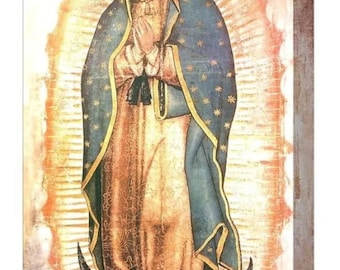 67"x51" Canvas. Virgen Maria de Guadalupe in the Ayate of Juan Diego Certified by the Cardinal Archbishop Primate of Mexico. Size XL