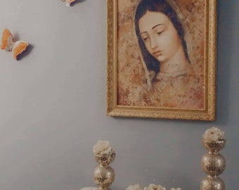 28" x 40". Imagen de la Virgen de Guadalupe Litografia "Carita Angelical" . Our Lady of Guadalupe Lithography.