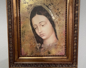Imagen de la Virgen de Guadalupe Litografia "Carita Angelical" . Our Lady of Guadalupe Lithography. Size 28" x 40"