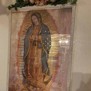 20 by 28 Litografia Virgen Maria de Guadalupe en el ayate de Juan Diego Certificada por el Cardenal Arzobispo Primado de Mexico imagem 7