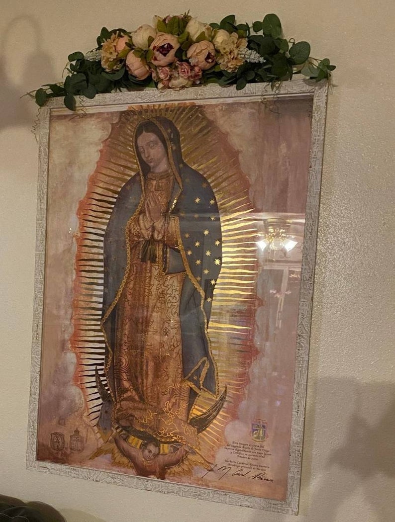 20 by 28 Litografia Virgen Maria de Guadalupe en el ayate de Juan Diego Certificada por el Cardenal Arzobispo Primado de Mexico imagem 7