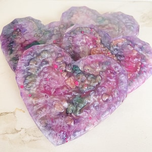 Dark purple / pink Heart Shaped Coasters (set of 2)