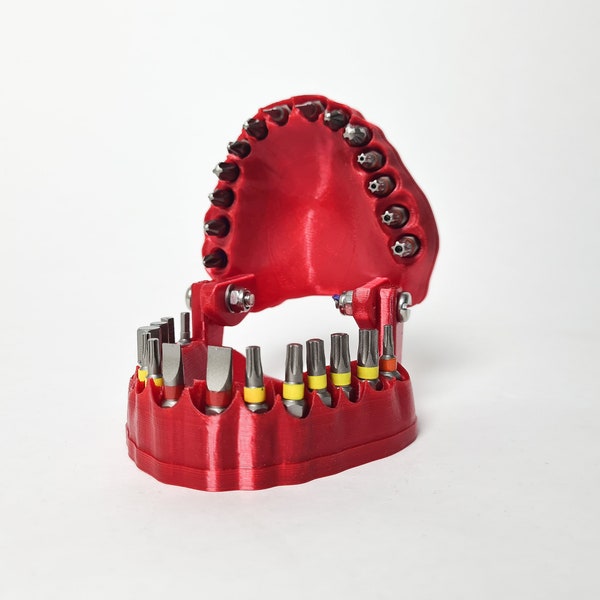 Stylischer Bit Halter in Gebissform mit Magneten / Denture Bit Holder with Magnets