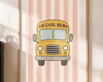 School Bus Wall Art, Classroom Decor, Digital Download