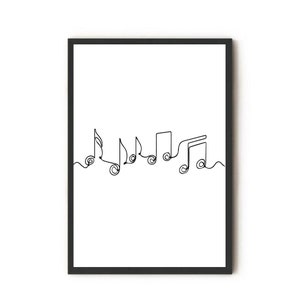 Minimalist music poster, Note line art print, Digital Download, Bedroom print