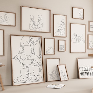 Pädiatrische Galerie Set 15 Zeichnung, Arzt Kinderarzt Dekor, Minimalistische Linie Kunst, SäuglingsKlinik druckbare, KinderKrankenhaus-Digitale Datei
