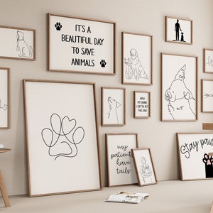 Galleria veterinaria Set di 15 disegni, decorazione per ufficio veterinario, stampa artistica minimalista, ospedale per animali, veterinario per cani, download digitale